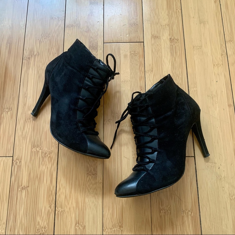 Black Suede/Leather Ankle Booties Style&CO. Sz 8 1/2